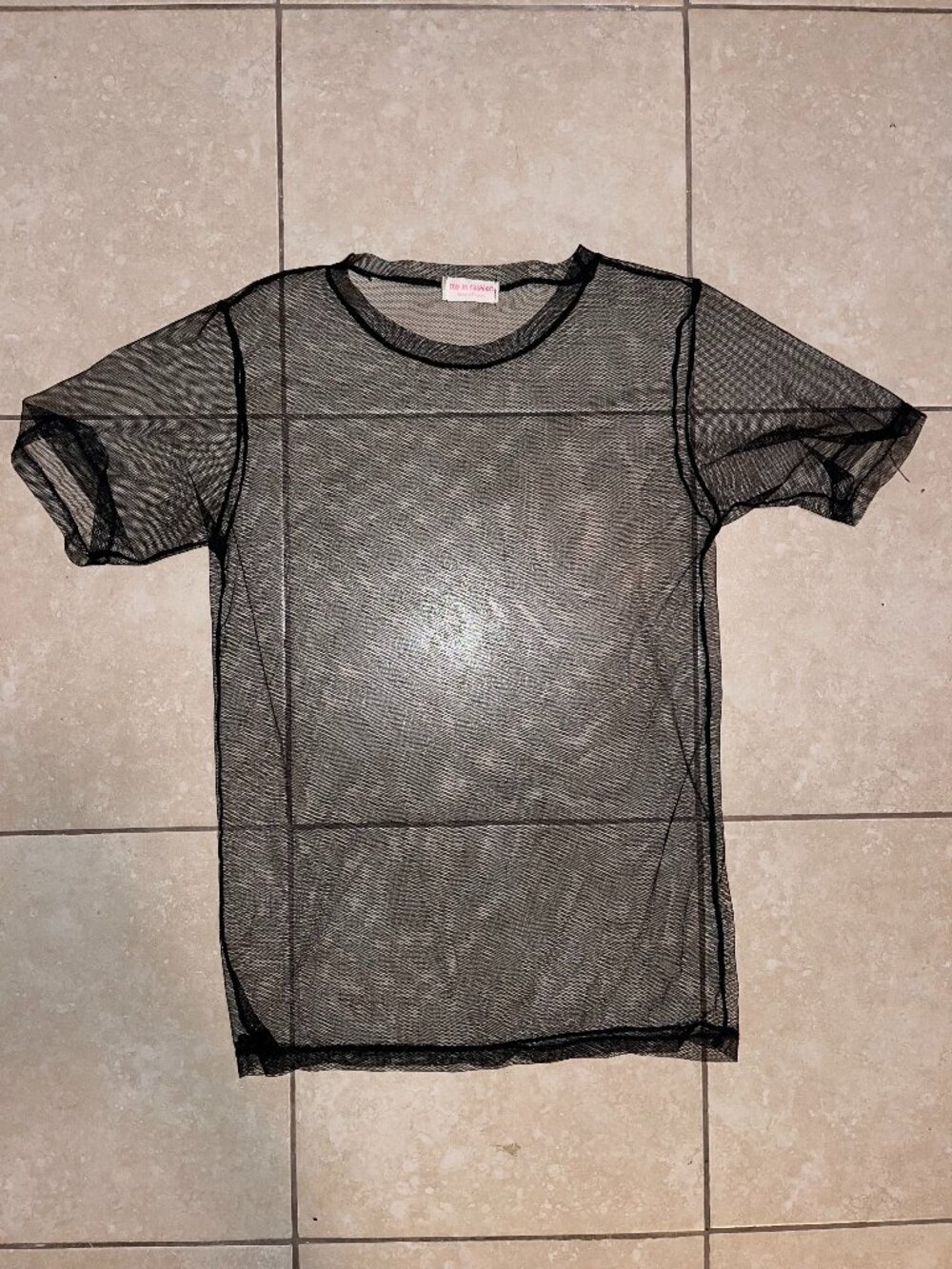 My In Fashion Brand Black Mesh T-Shirt- Size Large